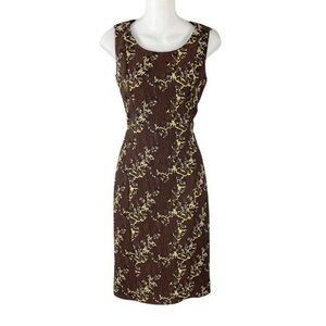 Etcetera Brown Floral Sleeveless Sheath Dress